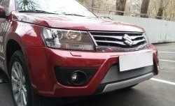 1 539 р. Сетка на бампер Russtal (хром) Suzuki Grand Vitara JT 3 двери 2-ой рестайлинг (2012-2016)  с доставкой в г. Нижний Новгород. Увеличить фотографию 2