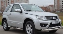 16 699 р. Защита переднего бампера (2 трубыØ76 и 42 мм, нержавейка) SLITKOFF Suzuki Grand Vitara JT 3 двери 2-ой рестайлинг (2012-2016)  с доставкой в г. Нижний Новгород. Увеличить фотографию 2