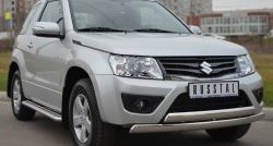 22 299 р. Защита переднего бампера (2 трубыØ75х42 мм, нержавейка) Russtal Suzuki Grand Vitara JT 3 двери 2-ой рестайлинг (2012-2016)  с доставкой в г. Нижний Новгород. Увеличить фотографию 4