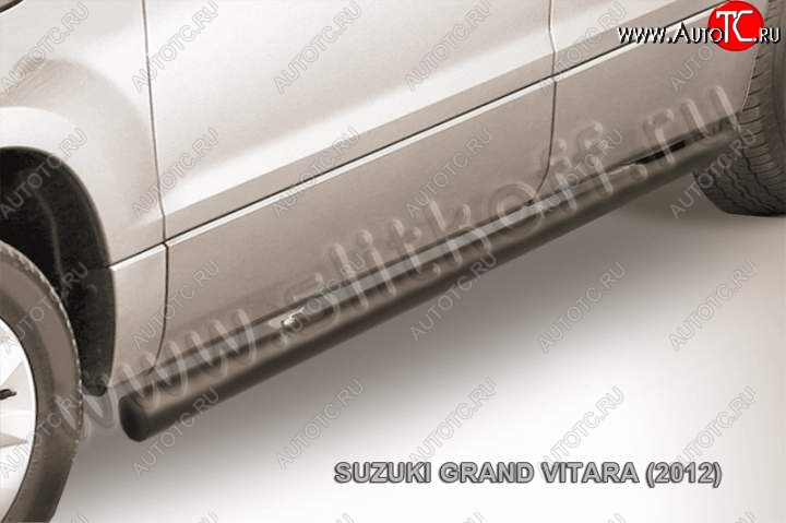 8 699 р. Защита порогов Slitkoff  Suzuki Grand Vitara  JT 5 дверей (2012-2016) 2-ой рестайлинг (Цвет: серебристый)  с доставкой в г. Нижний Новгород