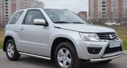 14 849 р. Защита порогов из круглой трубы диаметром 63 мм (3 дв.) Russtal Suzuki Grand Vitara JT 3 двери 2-ой рестайлинг (2012-2016) (Защита порогов с со скосами на торцах (вариант 1))  с доставкой в г. Нижний Новгород. Увеличить фотографию 3