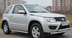 14 849 р. Защита порогов из круглой трубы диаметром 63 мм (3 дв.) Russtal Suzuki Grand Vitara JT 3 двери 2-ой рестайлинг (2012-2016) (Защита порогов с со скосами на торцах (вариант 1))  с доставкой в г. Нижний Новгород. Увеличить фотографию 9