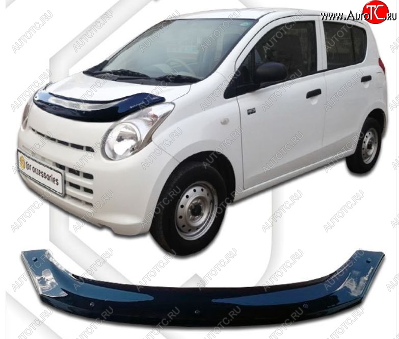 2 079 р. Дефлектор капота CA-Plastiс  Suzuki Alto  HA25-35 (2009-2014) хэтчбэк 5 дв. (Classic черный, Без надписи)  с доставкой в г. Нижний Новгород