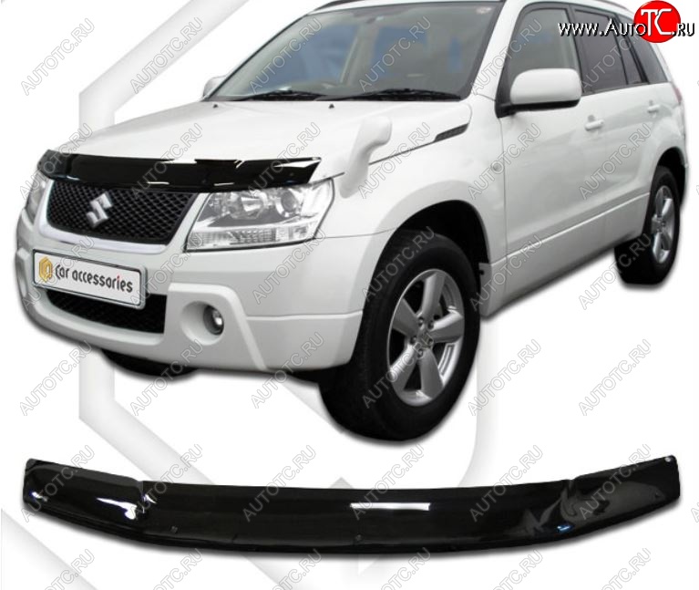 2 079 р. Дефлектор капота CA-Plastiс  Suzuki Grand Vitara  JT 3 двери (2005-2008) дорестайлинг (Classic черный, Без надписи)  с доставкой в г. Нижний Новгород