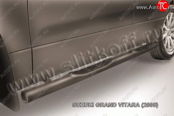 10 899 р. Защита порогов Slitkoff Suzuki Grand Vitara JT 3 двери дорестайлинг (2005-2008) (Цвет: серебристый)  с доставкой в г. Нижний Новгород