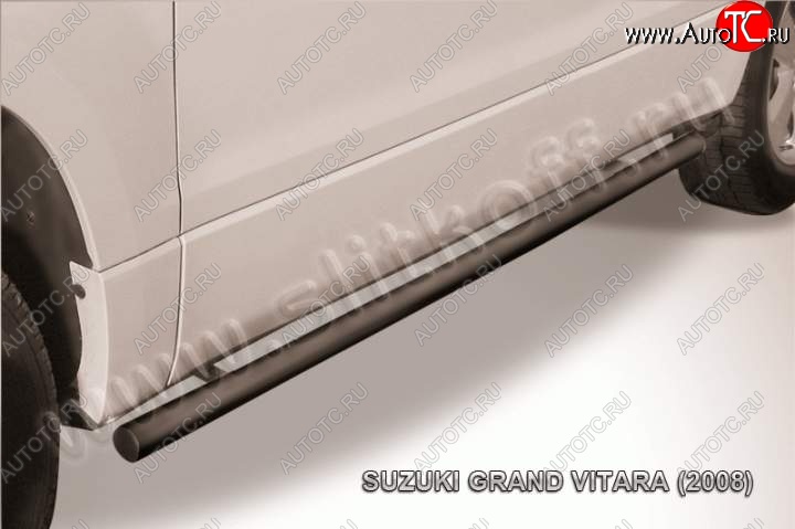 8 699 р. Защита порогов Slitkoff  Suzuki Grand Vitara  JT 3 двери (2005-2008) дорестайлинг (Цвет: серебристый)  с доставкой в г. Нижний Новгород