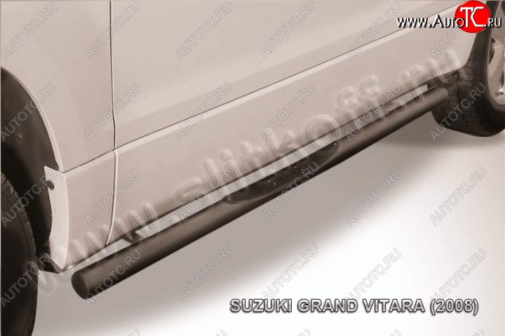 10 899 р. Защита порогов Slitkoff Suzuki Grand Vitara JT 3 двери дорестайлинг (2005-2008) (Цвет: серебристый)  с доставкой в г. Нижний Новгород