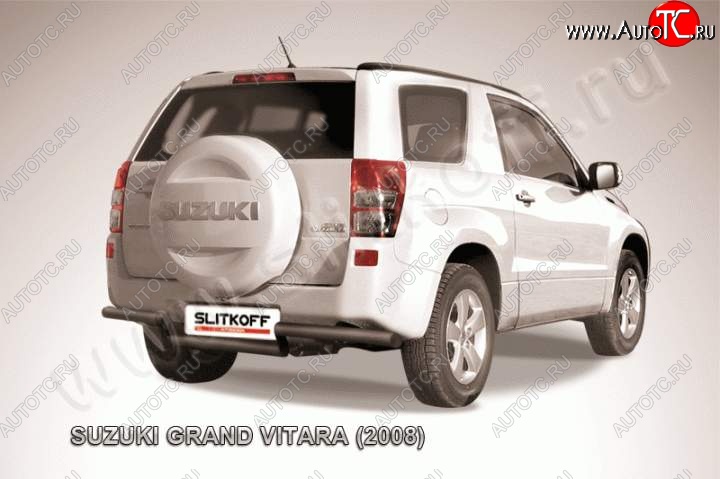 7 799 р. Защита задняя Slitkoff Suzuki Grand Vitara JT 3 двери дорестайлинг (2005-2008) (Цвет: серебристый)  с доставкой в г. Нижний Новгород