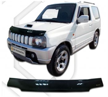 1 999 р. Дефлектор капота CA-Plastiс  Suzuki Jimny  JB23/JB43 (2002-2012) 1-ый рестайлинг (Classic черный, Без надписи)  с доставкой в г. Нижний Новгород. Увеличить фотографию 1