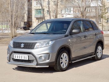 14 599 р. Защита переднего бампера (2 трубыØ42 мм, нержавейка) Russtal Suzuki Vitara LY дорестайлинг (2015-2019)  с доставкой в г. Нижний Новгород. Увеличить фотографию 3