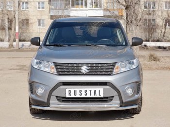 Защита переднего бампера (2 трубыØ42 мм, нержавейка) Russtal Suzuki Vitara LY дорестайлинг (2015-2019)