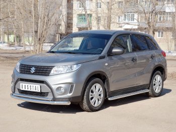 16 999 р. Защита переднего бампера (2 трубы Ø63 и 42 мм, нержавейка) Russtal Suzuki Vitara LY дорестайлинг (2015-2019)  с доставкой в г. Нижний Новгород. Увеличить фотографию 3