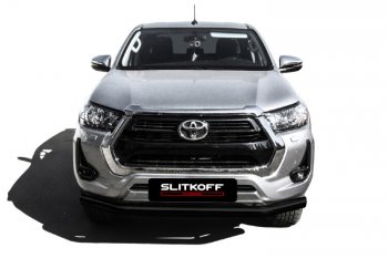 14 899 р. Защита переднего бампера Slitkoff (Ø 76 мм). Toyota Hilux AN120 1-ый рестайлинг (2017-2020) (Сталь с полимерным покрытием. Цвет: черный)  с доставкой в г. Нижний Новгород. Увеличить фотографию 2