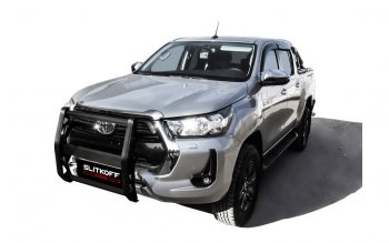 Кронштейн для противотуманных фар Slitkoff (BRUTAL) Toyota (Тойота) Hilux (Хайлюкс)  AN120 (2017-2020) AN120 1-ый рестайлинг  (Сталь с полимерным покрытием. Цвет: черный)