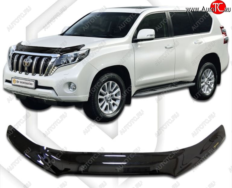 2 379 р. Дефлектор капота CA-Plastiс  Toyota Land Cruiser Prado  J150 (2013-2017) 1-ый рестайлинг (Classic черный, Без надписи)  с доставкой в г. Нижний Новгород