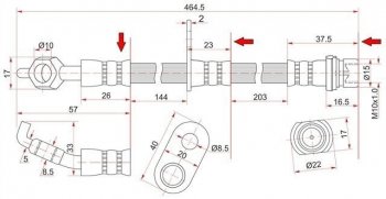 Тормозной шланг SAT (передний, правый) Toyota Estima AHR10,XR30, XR40 (2000-2006)