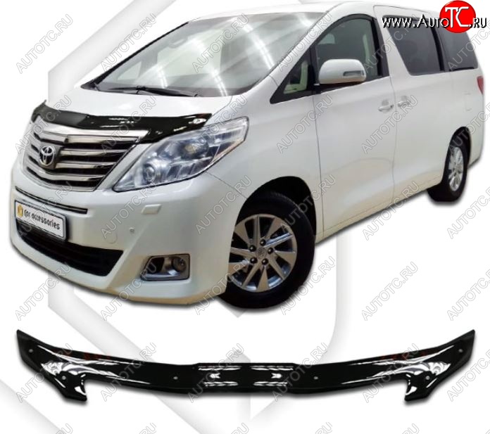 2 299 р. Дефлектор капота (DBA-GGH20W, ATH20W, ANH20W, ANH25W, GGH20W, GGH25W) CA-Plastiс  Toyota Alphard  H20 (2011-2015) рестайлинг (Classic черный, Без надписи)  с доставкой в г. Нижний Новгород