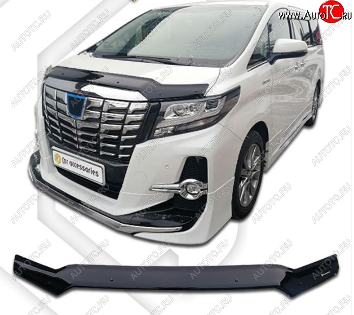 2 079 р. Дефлектор капота CA-Plastiс  Toyota Alphard  H30 (2015-2018) дорестайлинг (Classic черный, Без надписи)  с доставкой в г. Нижний Новгород