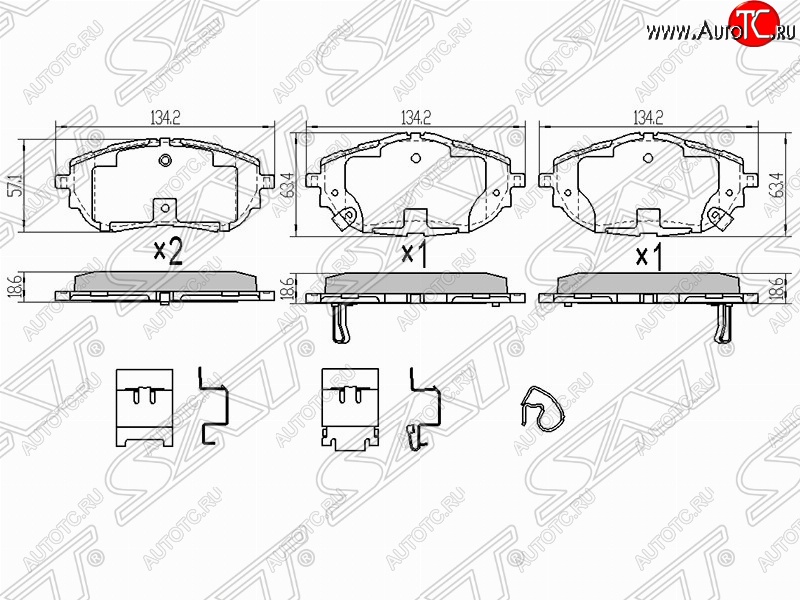 1 499 р. Колодки тормозные (передние) SAT Toyota Corolla E150 седан рестайлинг (2009-2013)  с доставкой в г. Нижний Новгород