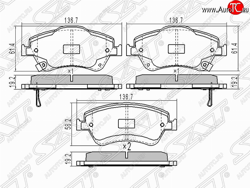 1 279 р. Колодки тормозные (передние) SAT Toyota Corolla E150 седан рестайлинг (2009-2013)  с доставкой в г. Нижний Новгород