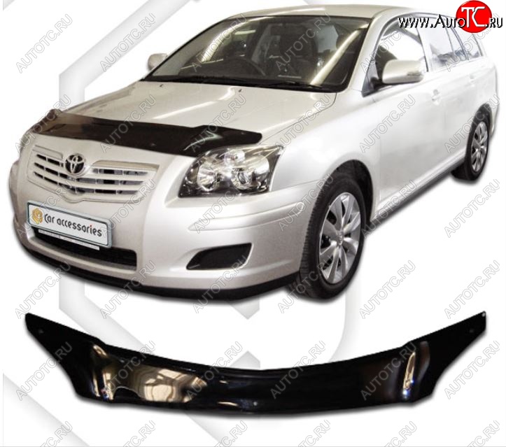 2 159 р. Дефлектор капота CA-Plastiс  Toyota Avensis  T250 универсал (2003-2006) дорестайлинг (Classic черный, Без надписи)  с доставкой в г. Нижний Новгород