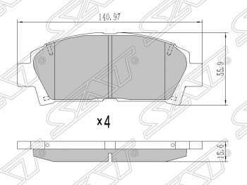 1 249 р. Колодки тормозные SAT (передние) Toyota Carina T190 седан дорестайлинг (1992-1994)  с доставкой в г. Нижний Новгород. Увеличить фотографию 1