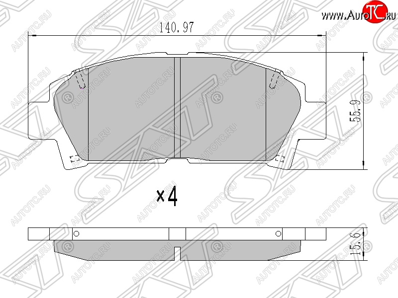 1 249 р. Колодки тормозные SAT (передние) Toyota Carina T190 седан дорестайлинг (1992-1994)  с доставкой в г. Нижний Новгород