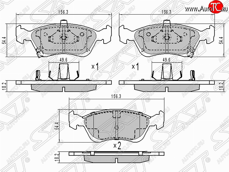 1 289 р. Колодки тормозные (передние) SAT  Toyota Avensis  T220 седан (1997-2003) дорестайлинг, рестайлинг  с доставкой в г. Нижний Новгород