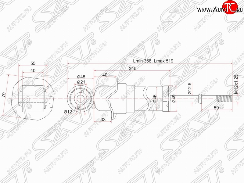 2 699 р. Амортизатор задний SAT  Toyota Avensis ( T250 седан,  T250 универсал) (2003-2008) дорестайлинг, дорестайлинг, рестайлинг, рестайлинг  с доставкой в г. Нижний Новгород