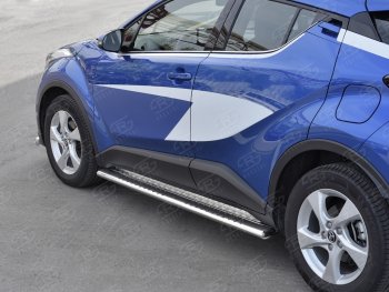 30 649 р. Пороги труба 120х60 Russtal (овал с проступью) Toyota C-HR NGX10, ZGX10 дорестайлинг (2016-2019)  с доставкой в г. Нижний Новгород. Увеличить фотографию 3