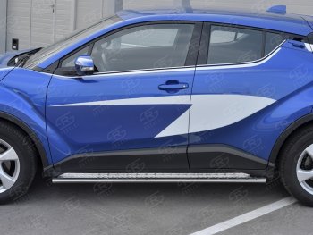 20 749 р. Пороги труба 75х42 Russtal (овал с проступью) Toyota C-HR NGX10, ZGX10 дорестайлинг (2016-2019)  с доставкой в г. Нижний Новгород. Увеличить фотографию 2