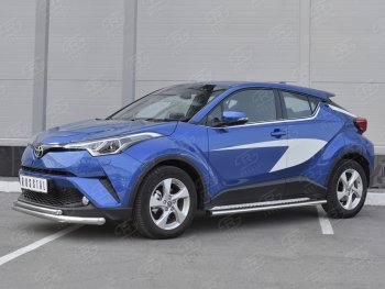 15 999 р. Защита переднего бампера (2 трубы Ø63 и 42 мм, нержавейка) SLITKOFF Toyota C-HR NGX10, ZGX10 дорестайлинг (2016-2019)  с доставкой в г. Нижний Новгород. Увеличить фотографию 2