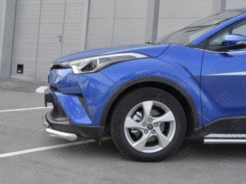 15 999 р. Защита переднего бампера (2 трубы Ø63 и 42 мм, нержавейка) SLITKOFF Toyota C-HR NGX10, ZGX10 дорестайлинг (2016-2019)  с доставкой в г. Нижний Новгород. Увеличить фотографию 3