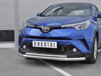 15 999 р. Защита переднего бампера (2 трубы Ø63 и 42 мм, нержавейка) SLITKOFF Toyota C-HR NGX10, ZGX10 дорестайлинг (2016-2019)  с доставкой в г. Нижний Новгород. Увеличить фотографию 4