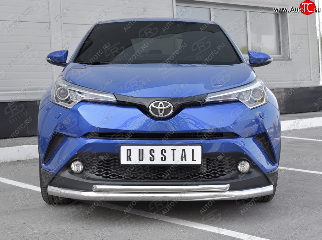 15 999 р. Защита переднего бампера (2 трубы Ø63 и 42 мм, нержавейка) SLITKOFF Toyota C-HR NGX10, ZGX10 дорестайлинг (2016-2019)  с доставкой в г. Нижний Новгород