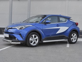 16 699 р. Защита переднего бампера (Ø63 мм с клыками, нержавейка) SLITKOFF Toyota C-HR NGX10, ZGX10 дорестайлинг (2016-2019)  с доставкой в г. Нижний Новгород. Увеличить фотографию 2