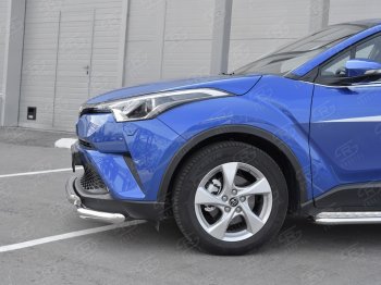 16 699 р. Защита переднего бампера (Ø63 мм с клыками, нержавейка) SLITKOFF Toyota C-HR NGX10, ZGX10 дорестайлинг (2016-2019)  с доставкой в г. Нижний Новгород. Увеличить фотографию 3