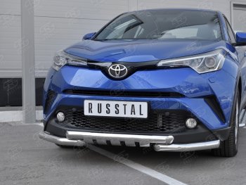 16 699 р. Защита переднего бампера (Ø63 мм с клыками, нержавейка) SLITKOFF Toyota C-HR NGX10, ZGX10 дорестайлинг (2016-2019)  с доставкой в г. Нижний Новгород. Увеличить фотографию 4