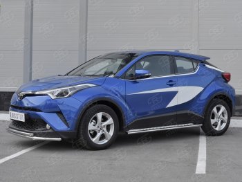 9 349 р. Защита переднего бампера (2 трубы Ø42 мм, нержавейка) SLITKOFF Toyota C-HR NGX10, ZGX10 дорестайлинг (2016-2019)  с доставкой в г. Нижний Новгород. Увеличить фотографию 3