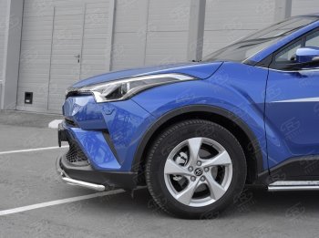 9 349 р. Защита переднего бампера (2 трубы Ø42 мм, нержавейка) SLITKOFF Toyota C-HR NGX10, ZGX10 дорестайлинг (2016-2019)  с доставкой в г. Нижний Новгород. Увеличить фотографию 4