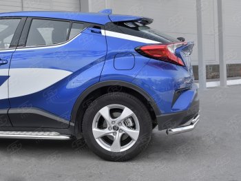 10 899 р. Защита заднего бампера (2 трубы Ø63 и 42 мм, нержавейка) SLITKOFF Toyota C-HR NGX10, ZGX10 дорестайлинг (2016-2019)  с доставкой в г. Нижний Новгород. Увеличить фотографию 3