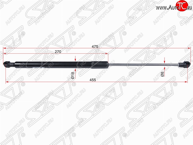 829 р. Правый газовый упор крышки багажника SAT  Toyota Caldina  T240 (2002-2007) универсал дорестайлинг, универсал рестайлинг  с доставкой в г. Нижний Новгород