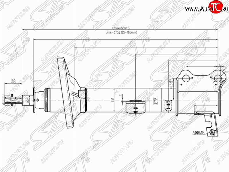 4 089 р. Правый амортизатор задний SAT Toyota Carina Е210 седан дорестайлинг (1996-1998)  с доставкой в г. Нижний Новгород