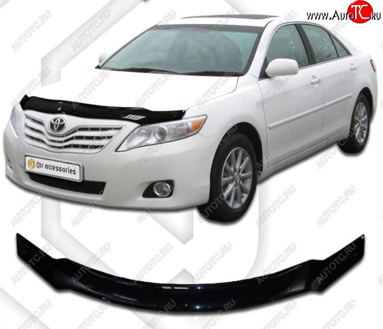 2 199 р. Дефлектор капота CA-Plastiс  Toyota Camry  XV40 (2009-2011) рестайлинг (Classic черный, Без надписи)  с доставкой в г. Нижний Новгород