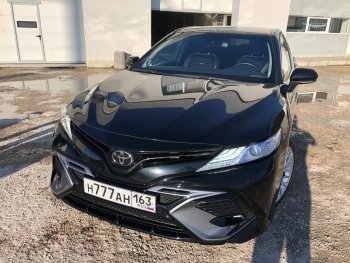 14 699 р. Накладка переднего бампера Yurol Toyota Camry XV70 дорестайлинг (2017-2021) (Неокрашенная)  с доставкой в г. Нижний Новгород. Увеличить фотографию 3