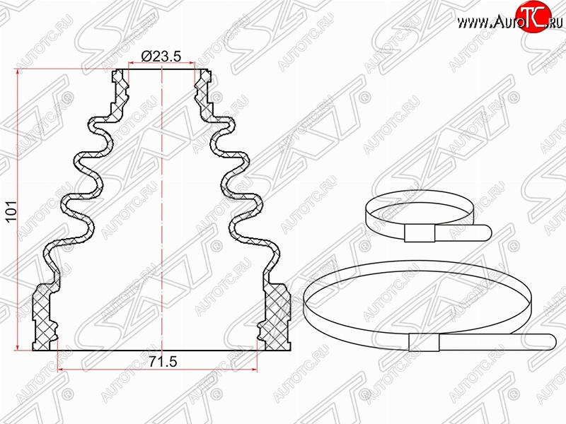 329 р. Пыльник ШРУСа (внутренний/передний) SAT  Toyota Camry  XV30 (2001-2006) дорестайлинг, рестайлинг  с доставкой в г. Нижний Новгород