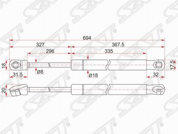 Упор капота SAT (газовый, LH=RH) Toyota Camry XV55 2-ой рестайлинг (2017-2018)