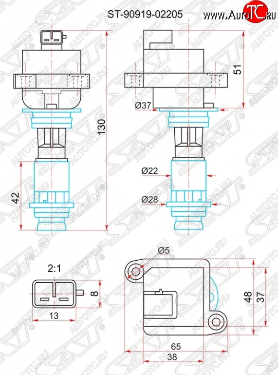 1 499 р. Катушка зажигания SAT  Toyota Chaser - Soarer  3  с доставкой в г. Нижний Новгород