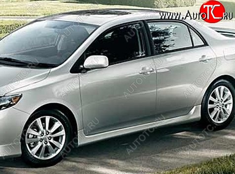 7 399 р. Пороги накладки CT Toyota Corolla E150 седан дорестайлинг (2006-2010) (Неокрашенные)  с доставкой в г. Нижний Новгород