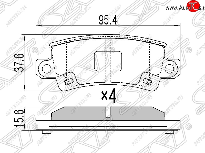 749 р. Колодки тормозные SAT (задние)  Toyota Corolla Fielder  E120 (2000-2006) универсал дорестайлинг, универсал 1-ый рестайлинг, универсал 2-ой рестайлинг  с доставкой в г. Нижний Новгород